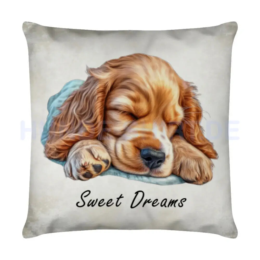 Kissen "Cocker Puppy - Sweet Dreams" Weiß – hunde-shirt.de