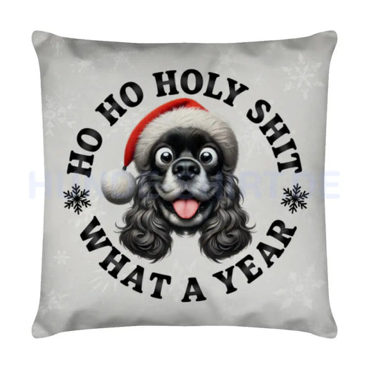 Kissen "Cocker Spaniel - HO HO..." Weiß – hunde-shirt.de