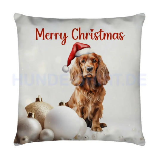 Kissen "Cocker Spaniel - Merry Christmas" Weiß – hunde-shirt.de