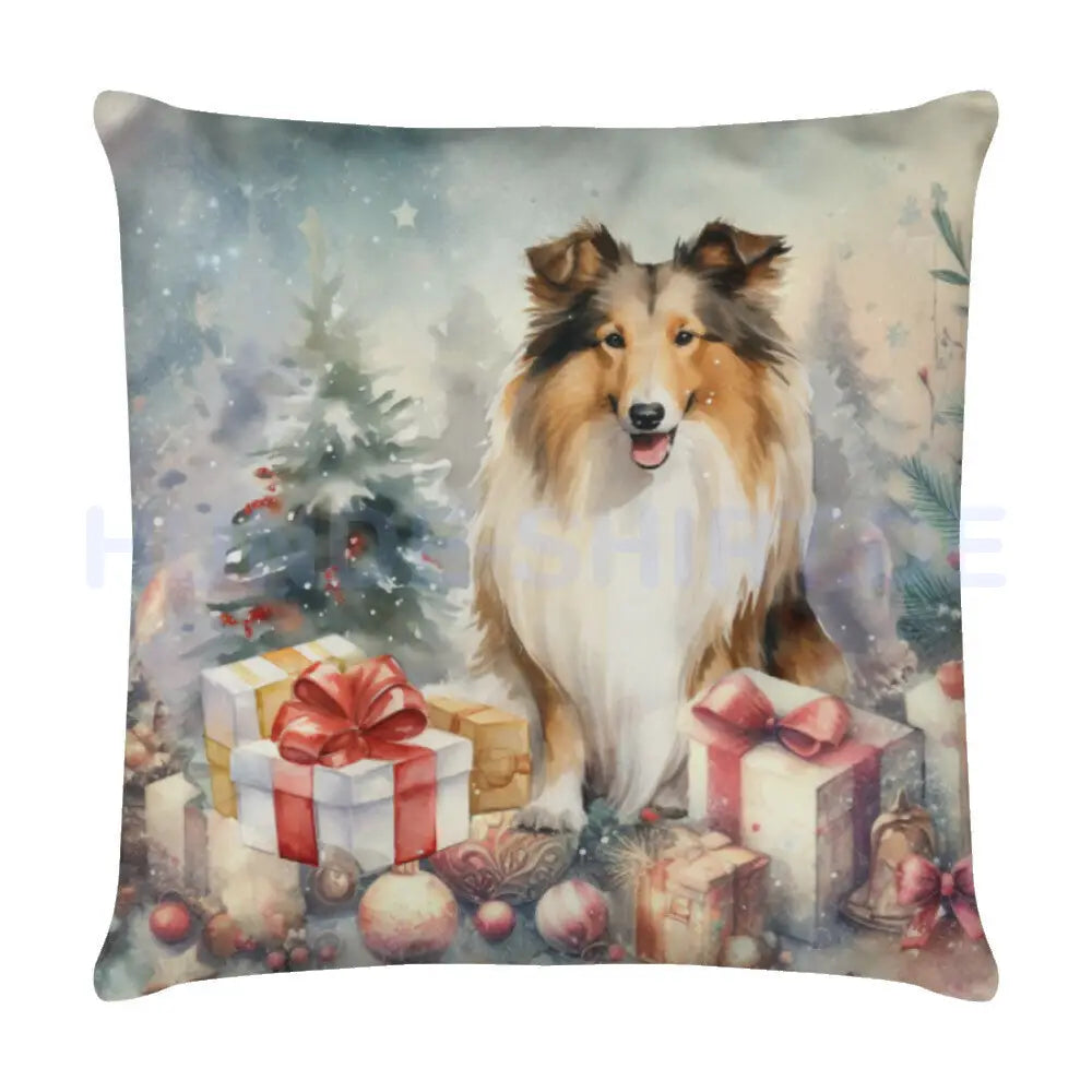 Kissen "Collie Christmas" Weiß – hunde-shirt.de