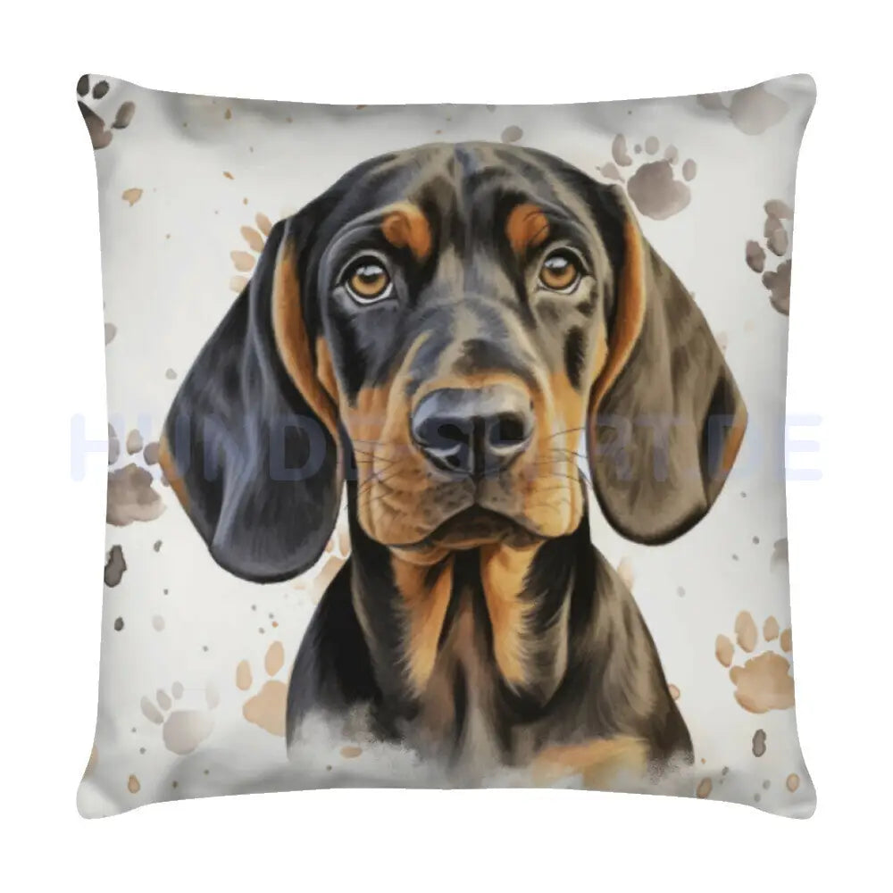 Kissen "Coonhound b + t - Blick" Weiß – hunde-shirt.de