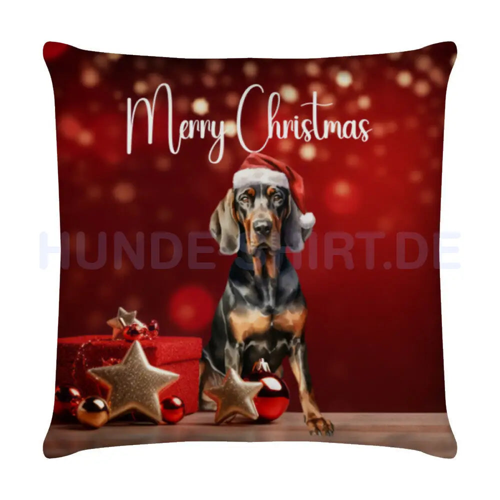 Kissen "Coonhound b/t - Merry Christmas" Weiß – hunde-shirt.de