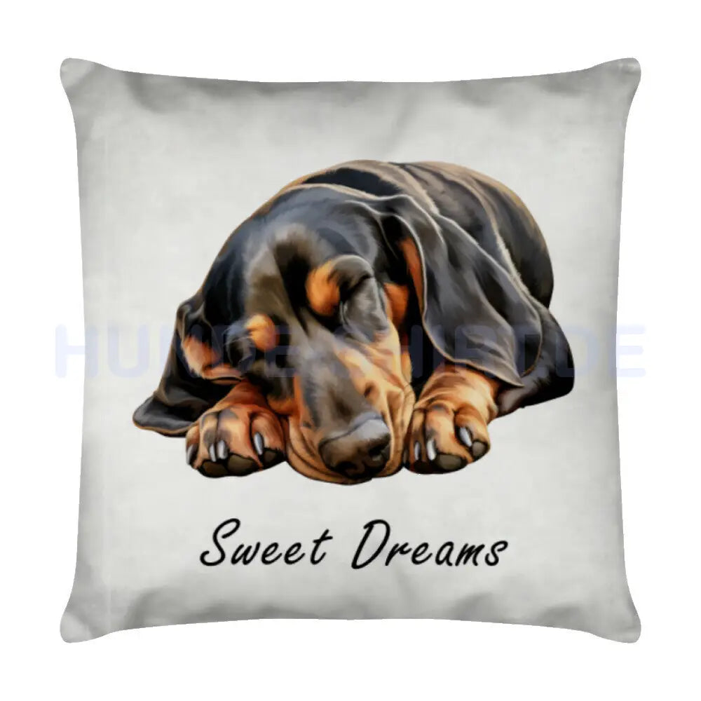 Kissen "Coonhound b/t - Sweet Dreams" Weiß – hunde-shirt.de