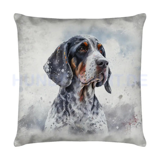 Kissen "Coonhound Bluetick - Winter" Weiß – hunde-shirt.de