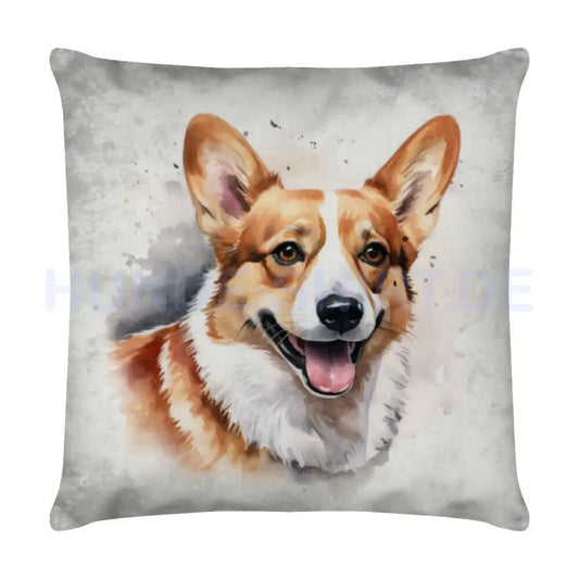 Kissen "Corgi Cardigen - Grau" Weiß – hunde-shirt.de