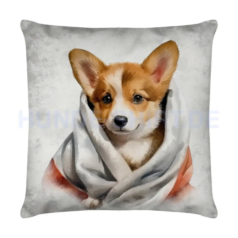 Kissen "Corgi - Kuscheln" Weiß – hunde-shirt.de