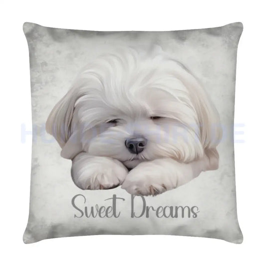 Kissen "Coton de Tuléar - Sweet Dreams" Weiß – hunde-shirt.de