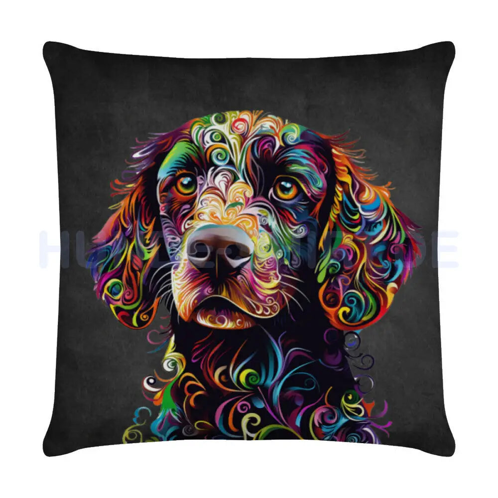 Kissen "Curly Coated Retriever - ART" Weiß – hunde-shirt.de