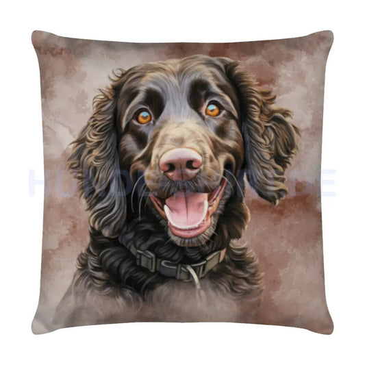 Kissen "Curly Coated Retriever Portrait" Weiß – hunde-shirt.de