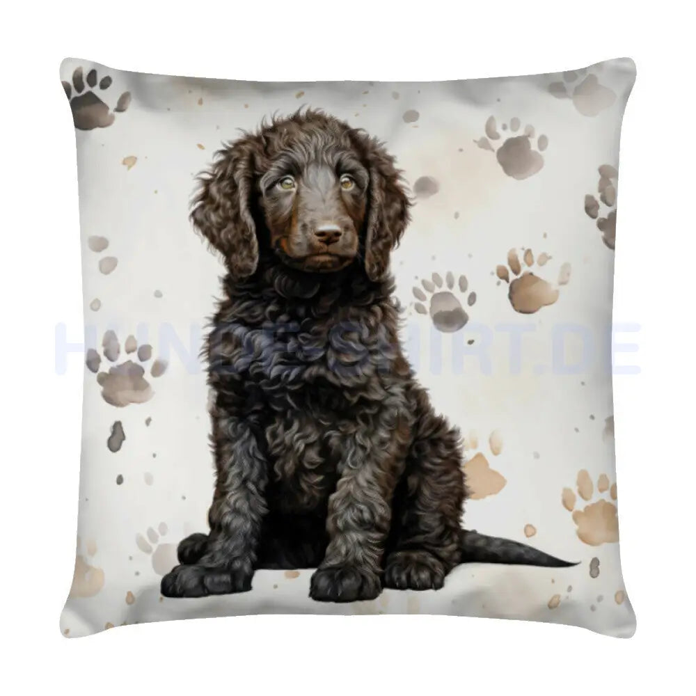 Kissen "Curly Coated Retriever - Puppy Paw" Weiß – hunde-shirt.de