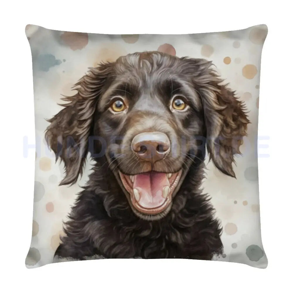 Kissen "Curly Coated Retriever - Smile" Weiß – hunde-shirt.de