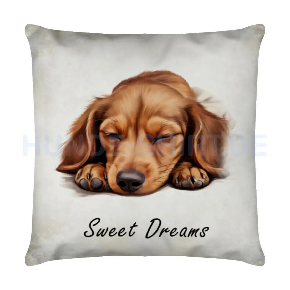 Kissen "Dackel - Sweet Dreams" Weiß – hunde-shirt.de