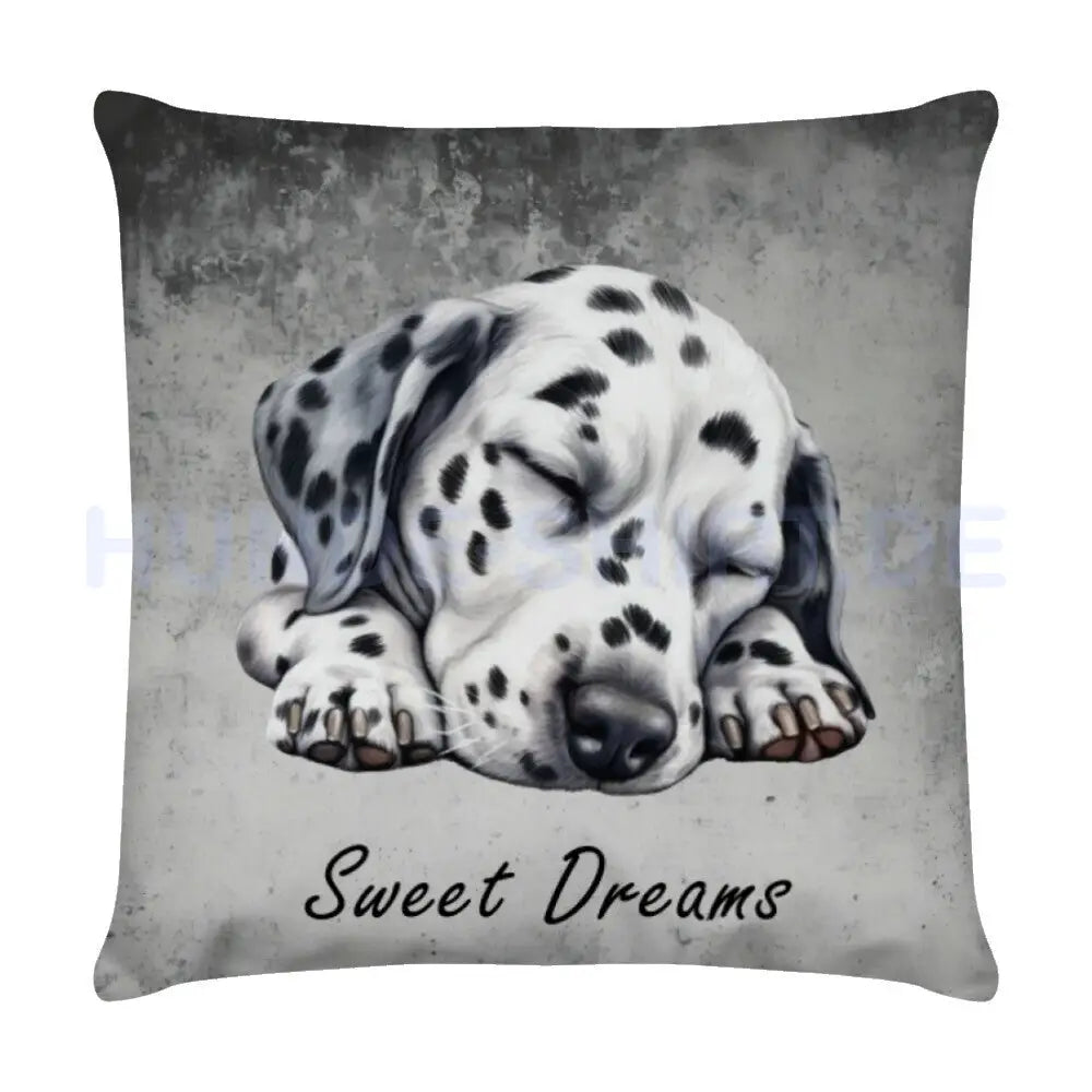 Kissen "Dalmatiner - Sweet Dreams grau" Weiß – hunde-shirt.de