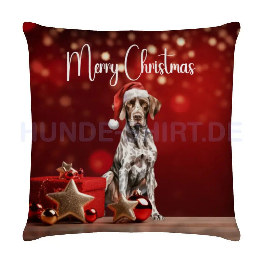 Kissen "Deutsch Kurzhaar - Merry Christmas" Weiß – hunde-shirt.de