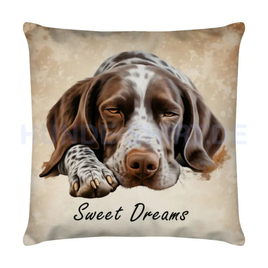 Kissen "Deutsch Kurzhaar - Sweet Dreams" Weiß – hunde-shirt.de