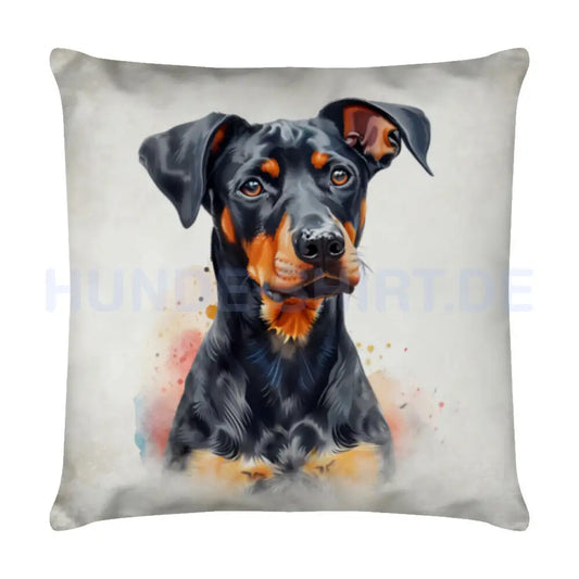 Kissen "Deutscher Pinscher - Blick" Weiß – hunde-shirt.de