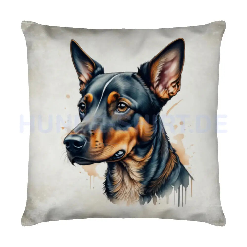 Kissen "Deutscher Pinscher - Portrait" Weiß – hunde-shirt.de