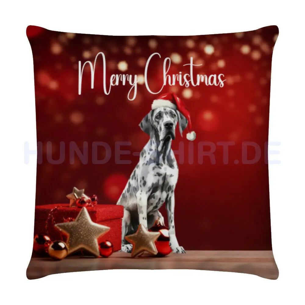 Kissen "Dogge - Merry Christmas" Weiß – hunde-shirt.de