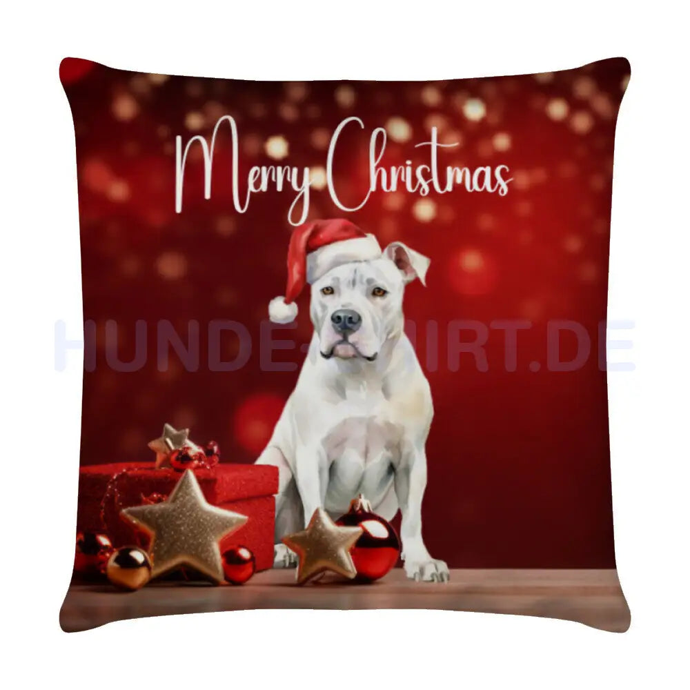 Kissen "Dogo Argentino - Merry Christmas" Weiß – hunde-shirt.de