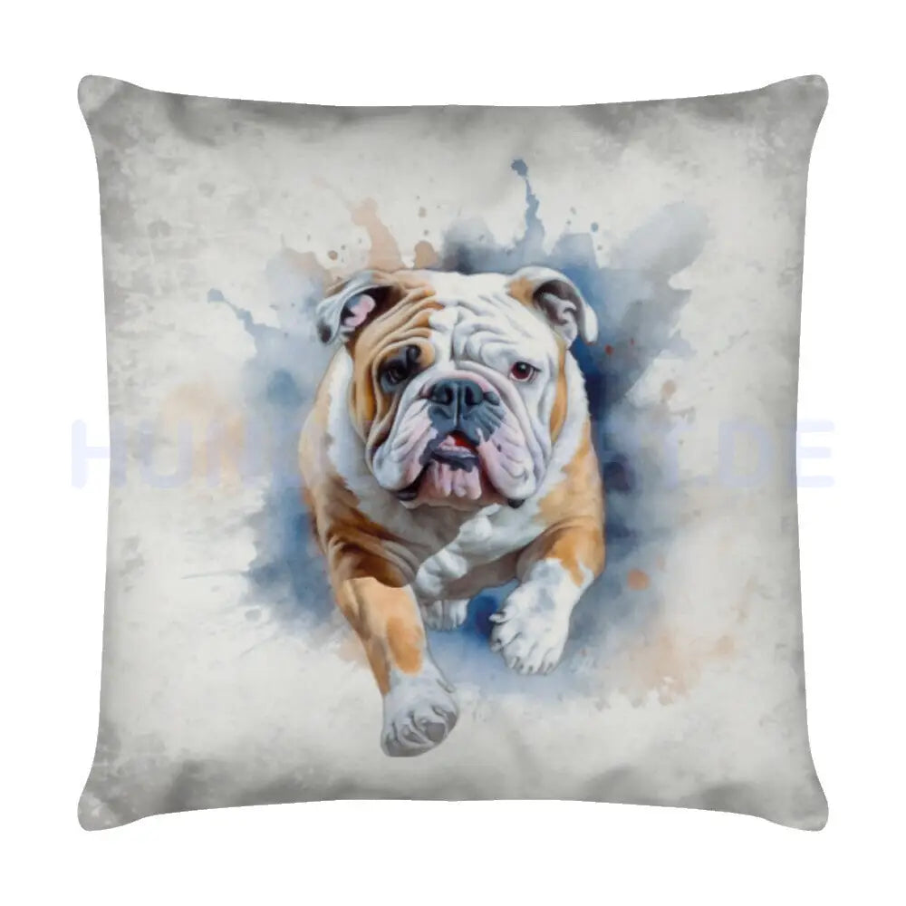 Kissen "English Bulldog - Grau" Weiß – hunde-shirt.de