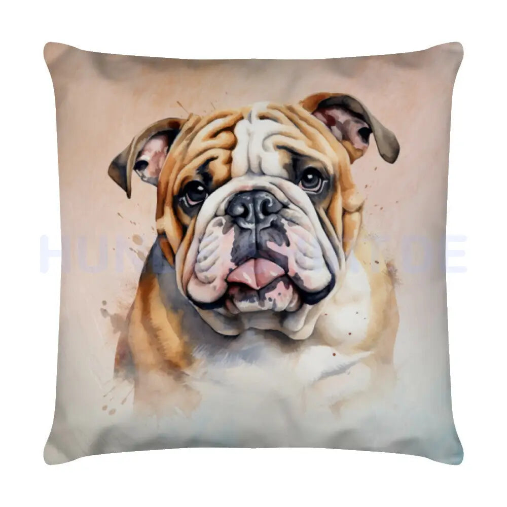 Kissen "English Bulldog Portrait" Weiß – hunde-shirt.de