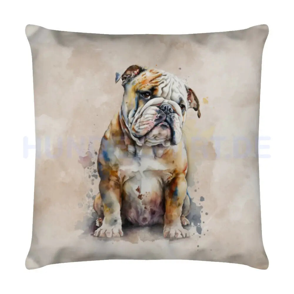 Kissen "English Bulldog Puppy" Weiß – hunde-shirt.de