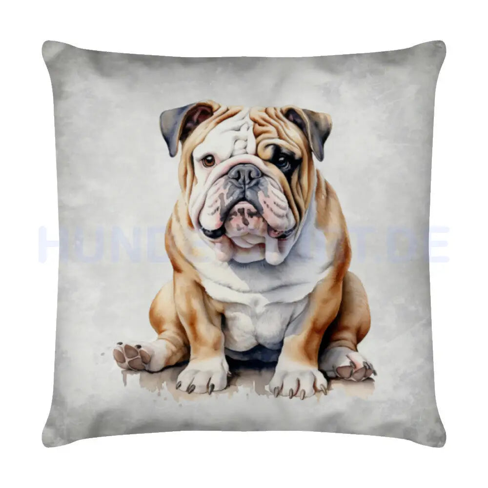 Kissen "English Bulldog - Sitz" Weiß – hunde-shirt.de