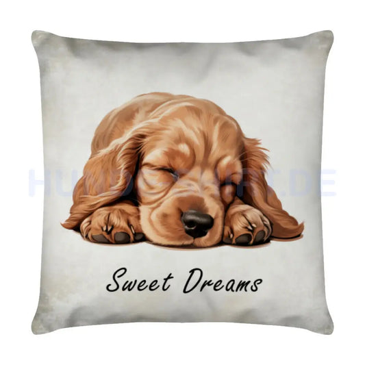 Kissen "English Cocker - Sweet Dreams" Weiß – hunde-shirt.de