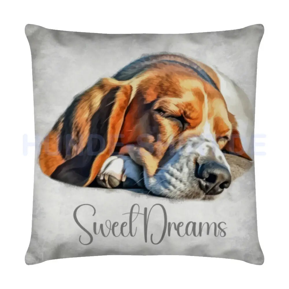 Kissen "English Foxhound - Sweet Dreams" Weiß – hunde-shirt.de