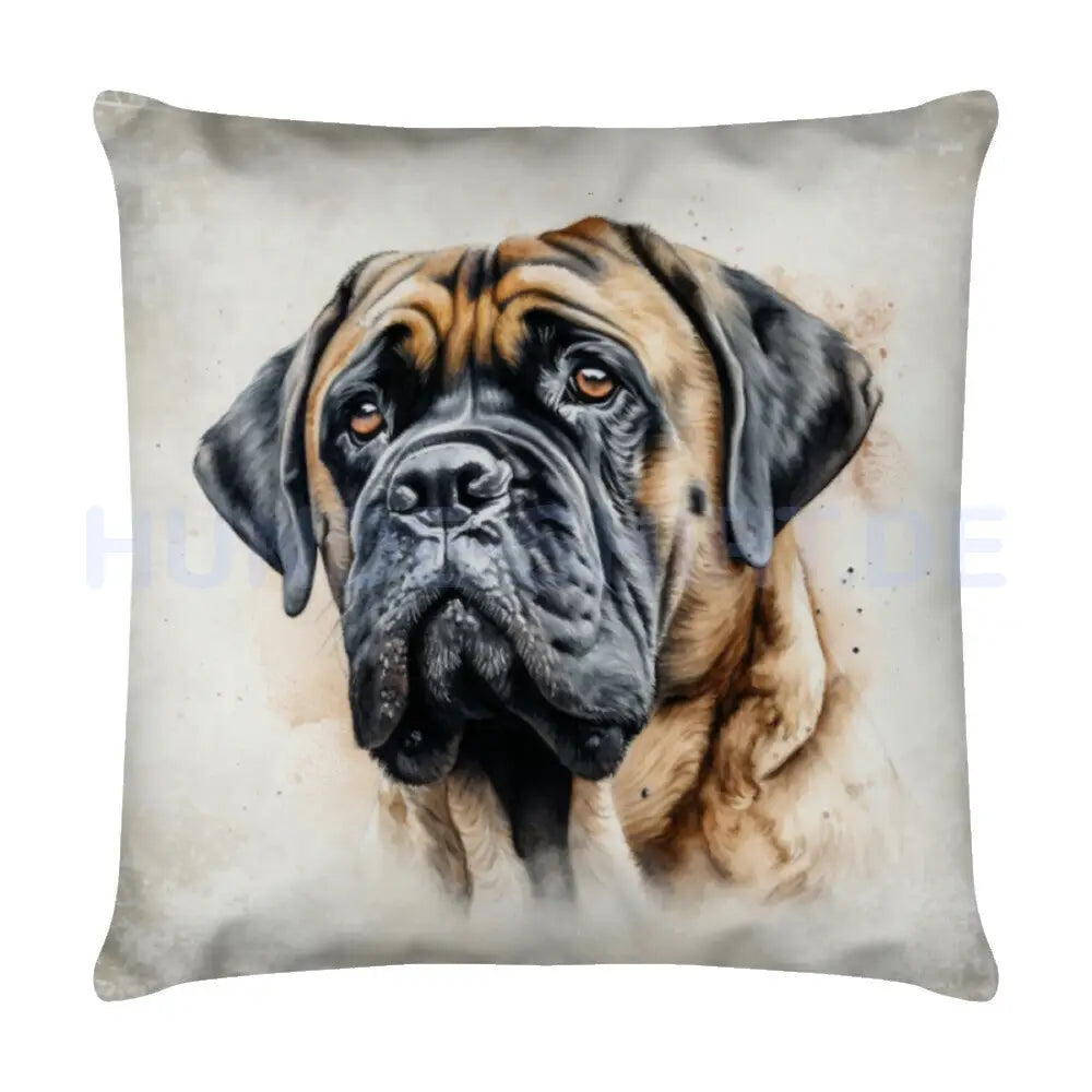 Kissen "English Mastiff - Blick" Weiß – hunde-shirt.de