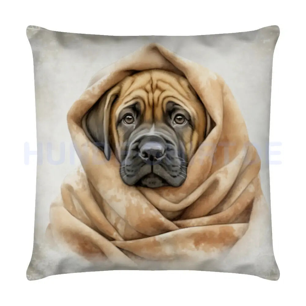 Kissen "English Mastiff Puppy - Kuscheln" Weiß – hunde-shirt.de