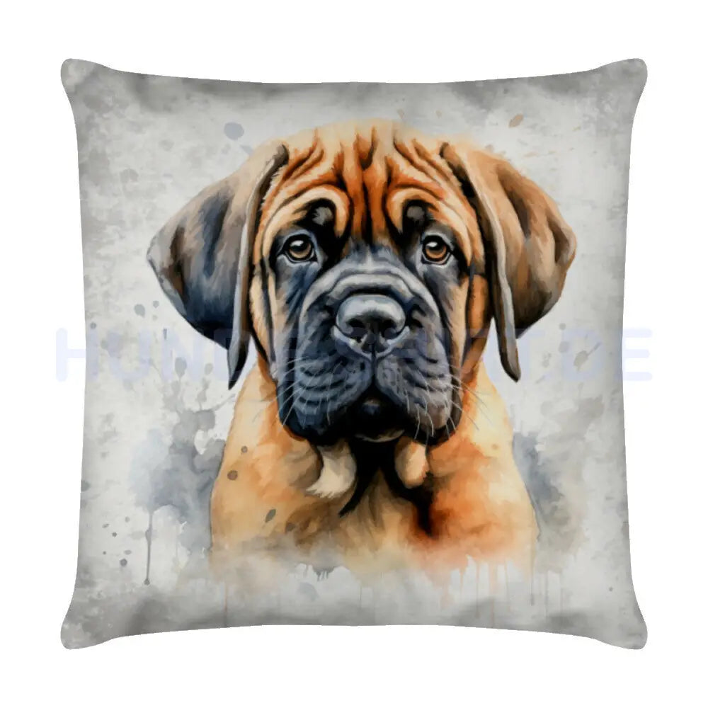 Kissen "English Mastiff - Puppy Portrait" Weiß – hunde-shirt.de