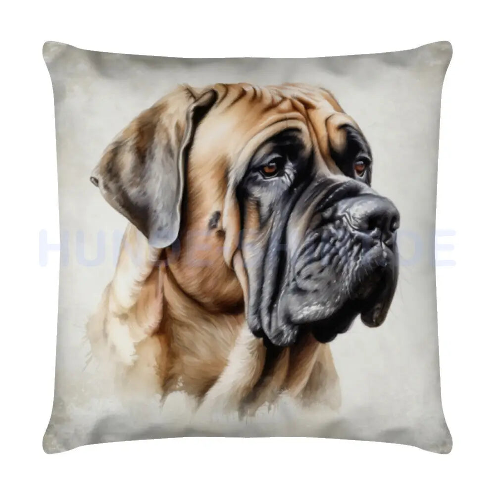 Kissen "English Mastiff - Relax" Weiß – hunde-shirt.de