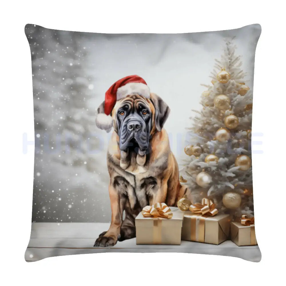 Kissen "English Mastiff Weihnachten" Weiß – hunde-shirt.de