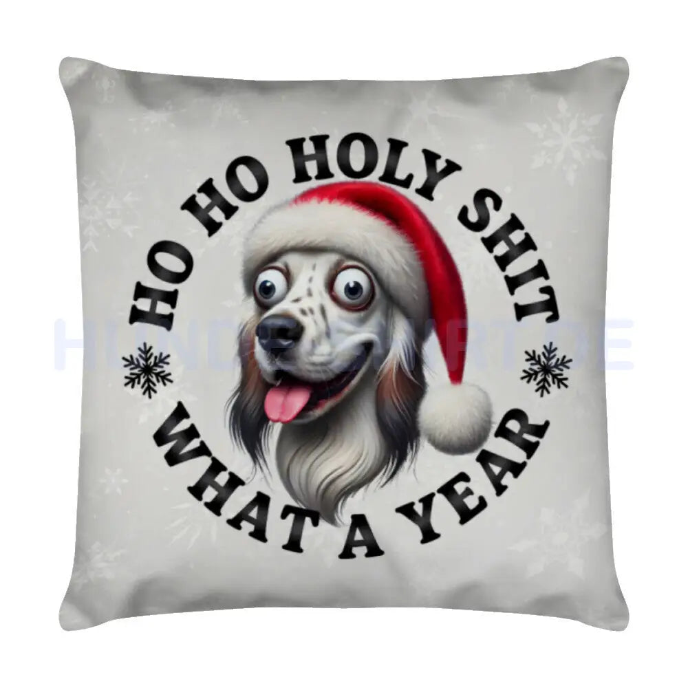 Kissen "English Setter - HO HO..." Weiß – hunde-shirt.de