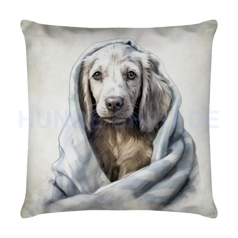 Kissen "English Setter - Kuscheln" Weiß – hunde-shirt.de