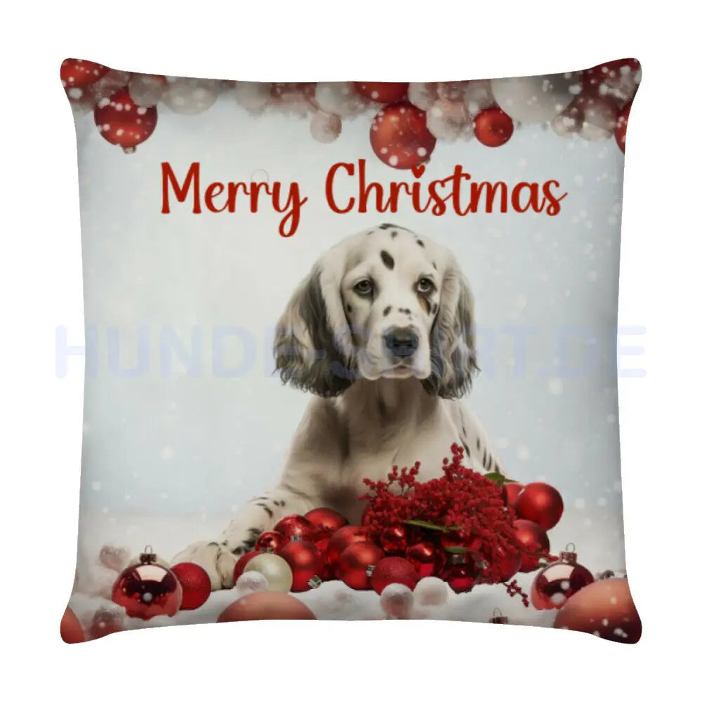 Kissen "English Setter - Merry Christmas" Weiß – hunde-shirt.de