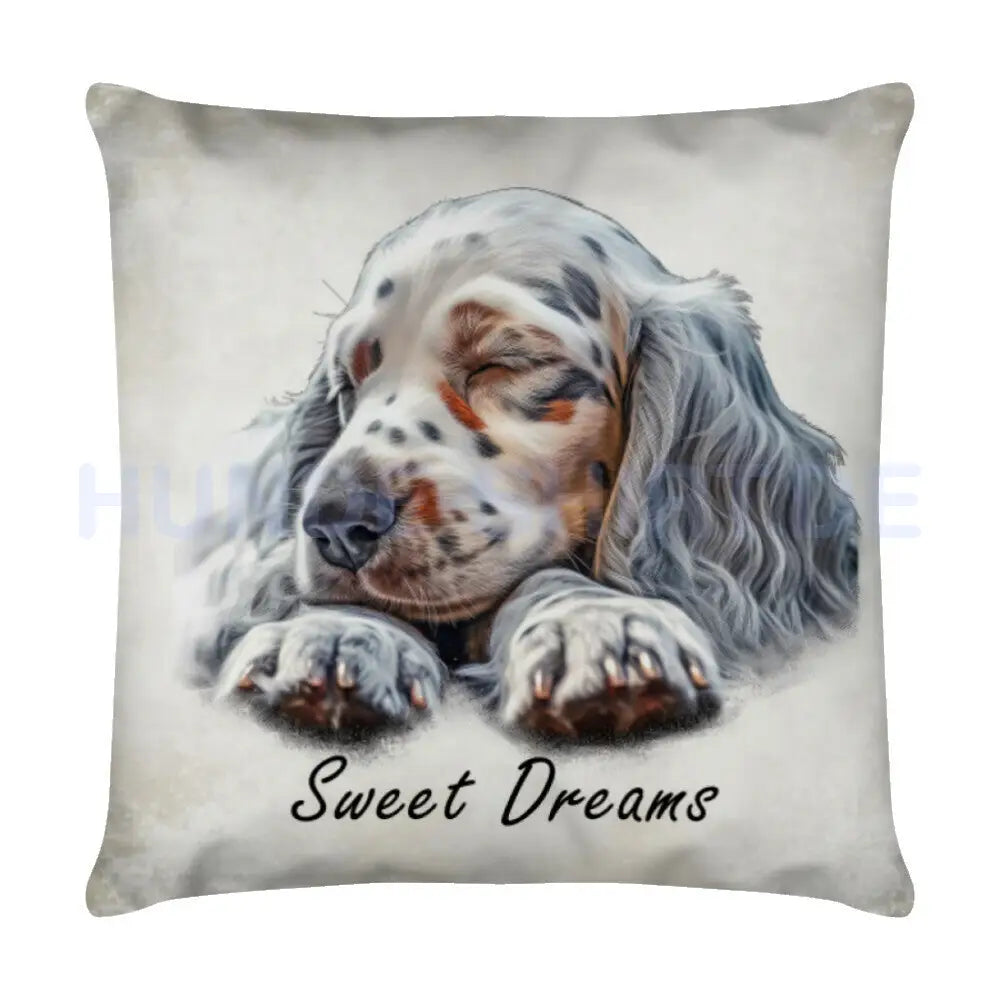 Kissen "English Setter - Sweet Dreams 2" Weiß – hunde-shirt.de