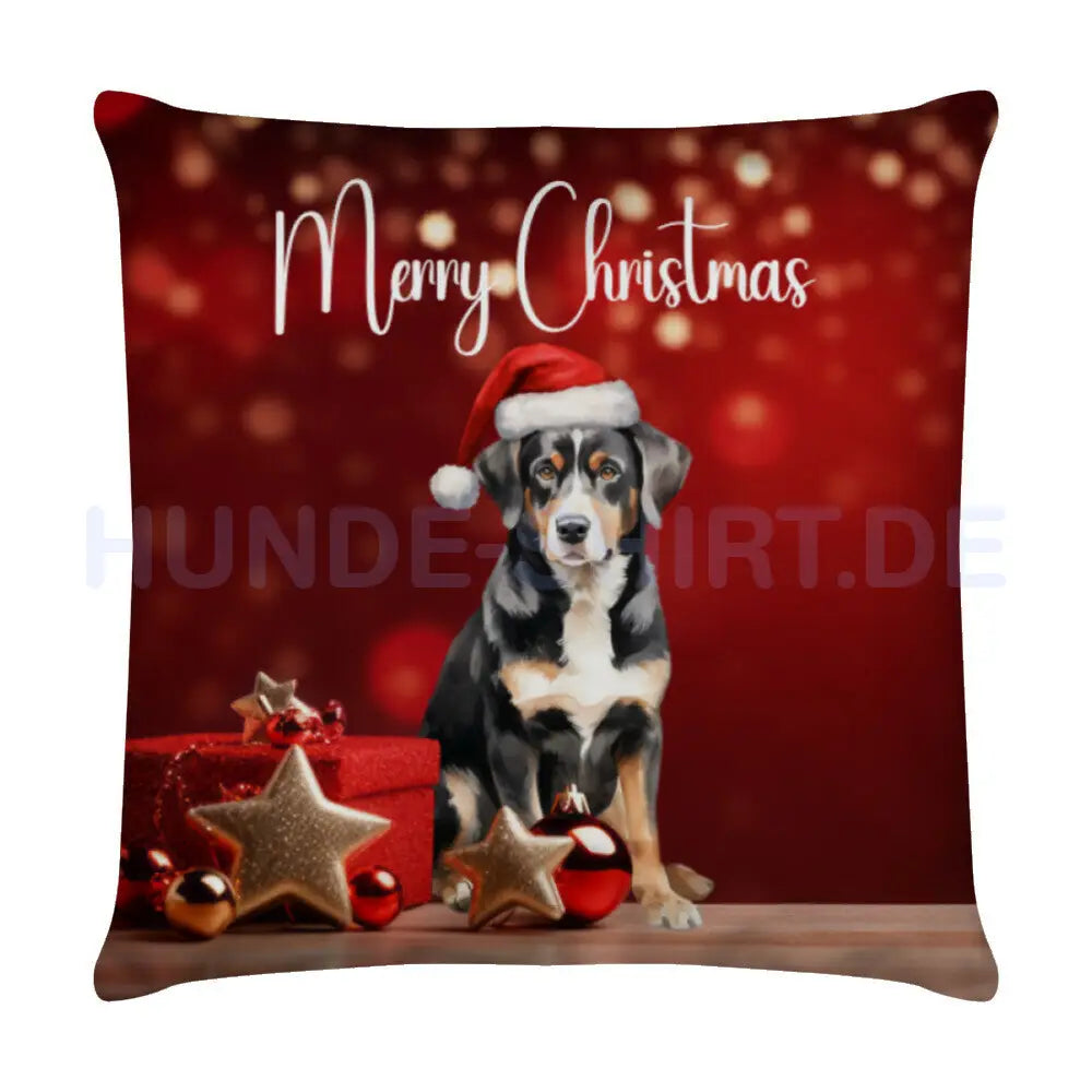 Kissen "Entlebucher Sennenhund - Merry Christmas" Weiß – hunde-shirt.de