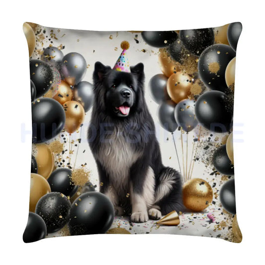 Kissen "Eurasier ( dunkel ) - Geburtstag" Weiß – hunde-shirt.de