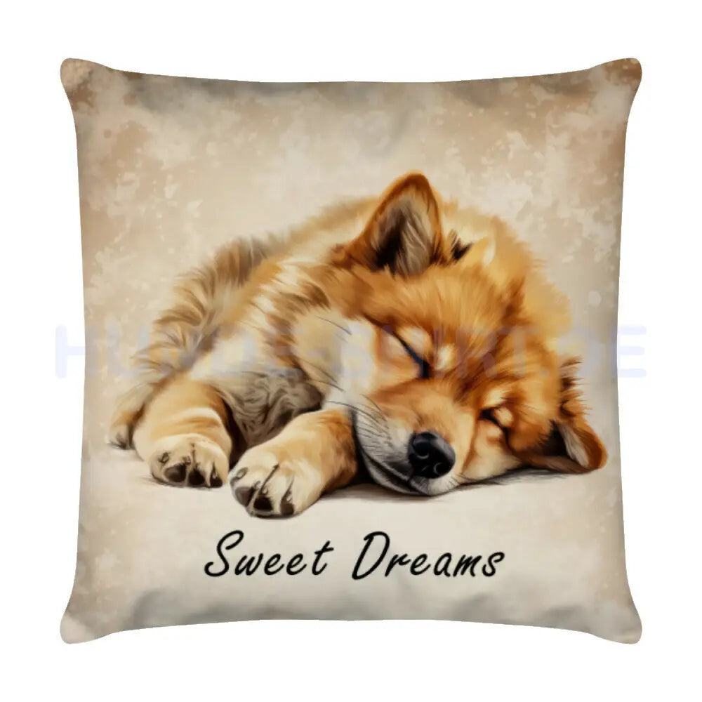 Kissen "Finnischer Spitz - Sweet Dreams" Weiß – hunde-shirt.de