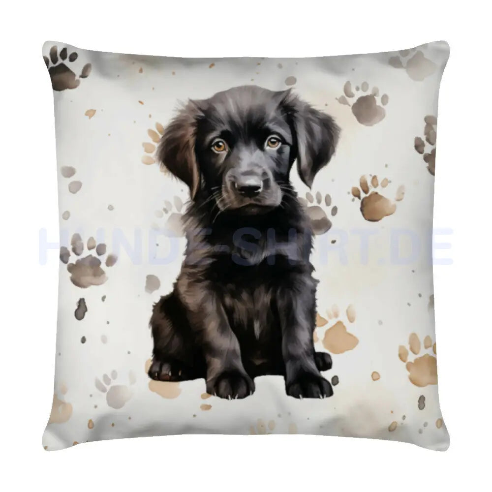 Kissen "Flat Coated Retriever - Puppy Paws" Weiß – hunde-shirt.de