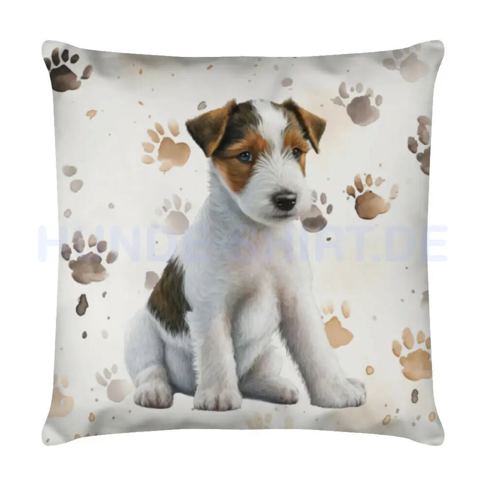 Kissen "Foxterrier - Puppy Paws" Weiß – hunde-shirt.de