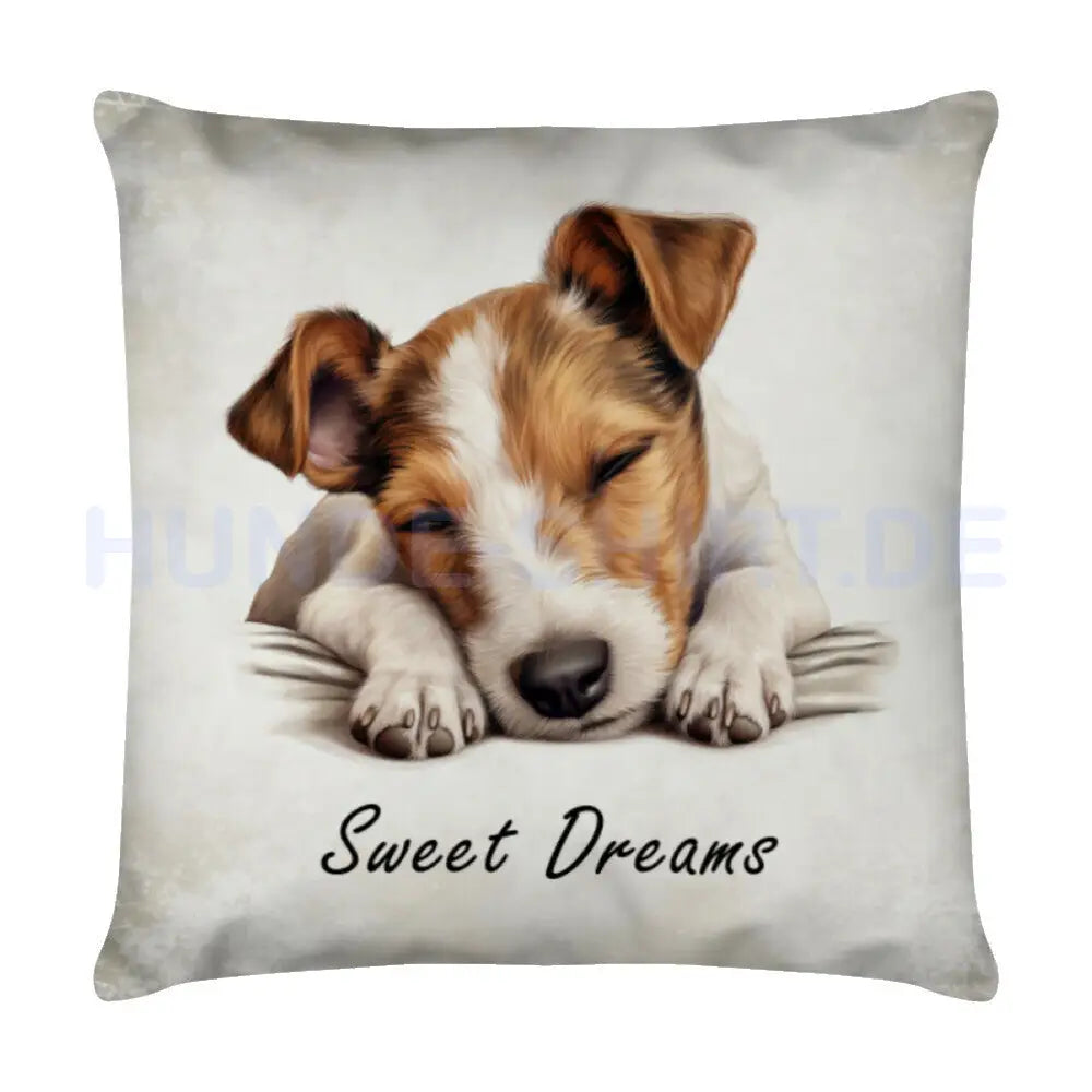 Kissen "Foxterrier Puppy - Sweet Dreams" Weiß – hunde-shirt.de