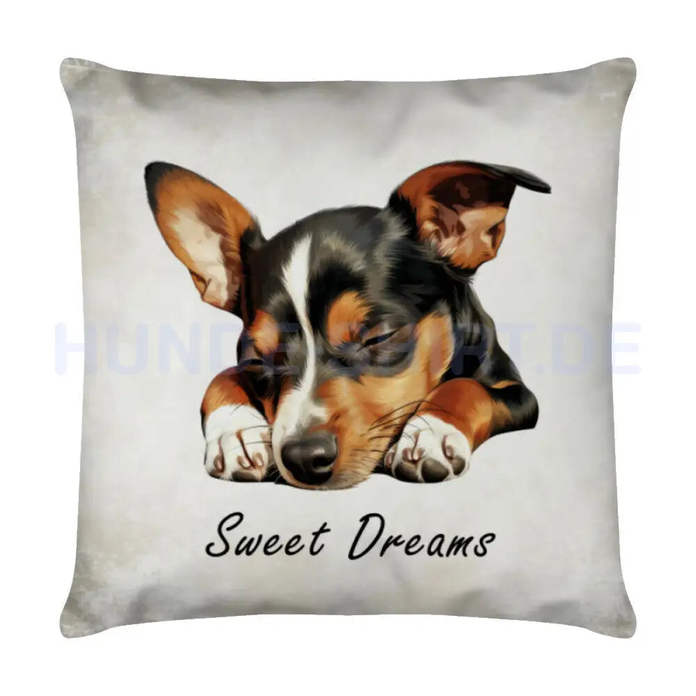 Kissen "Foxterrier - Sweet Dreams" Weiß – hunde-shirt.de