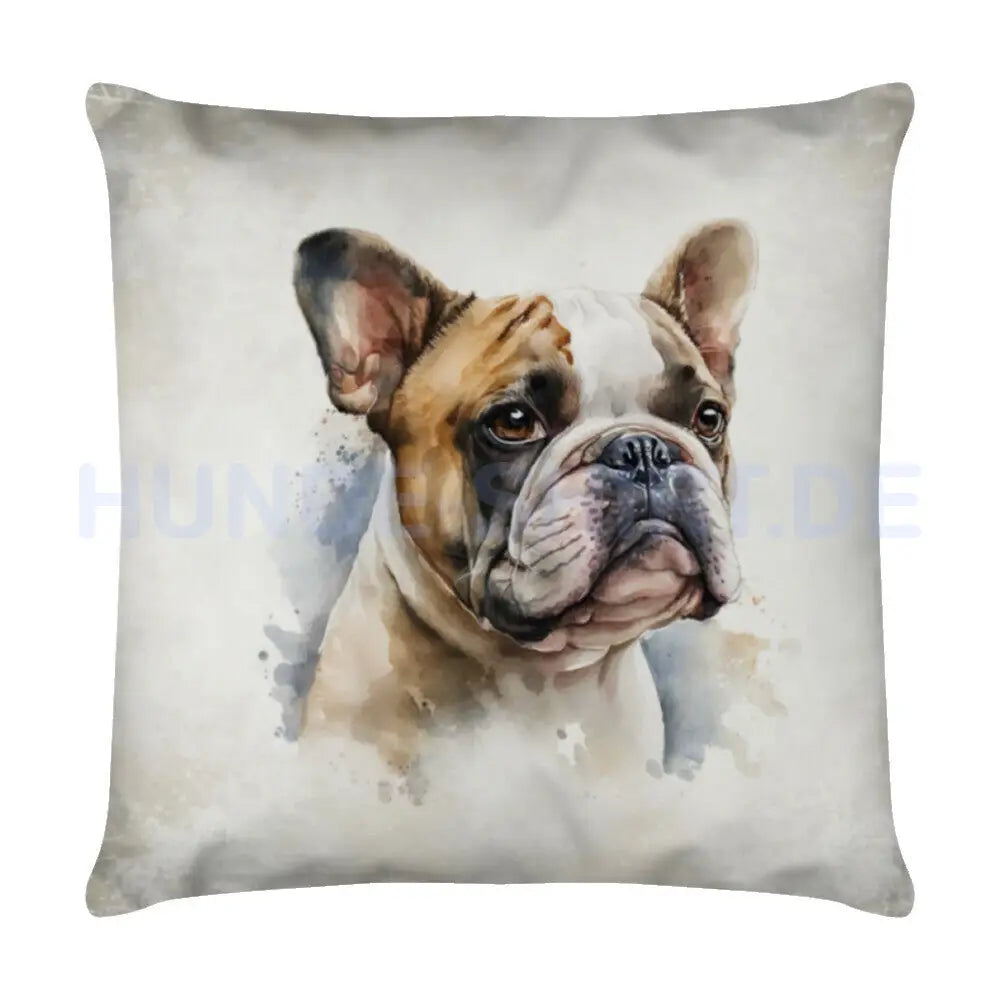 Kissen "Französische Bulldogge Portrait" Weiß – hunde-shirt.de