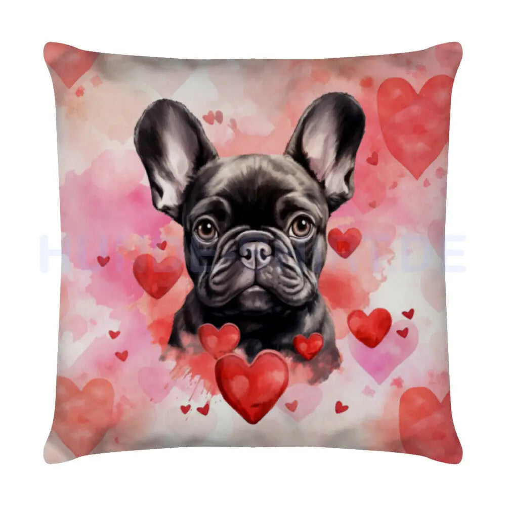 Kissen "Frenchi - Hearts" Weiß – hunde-shirt.de