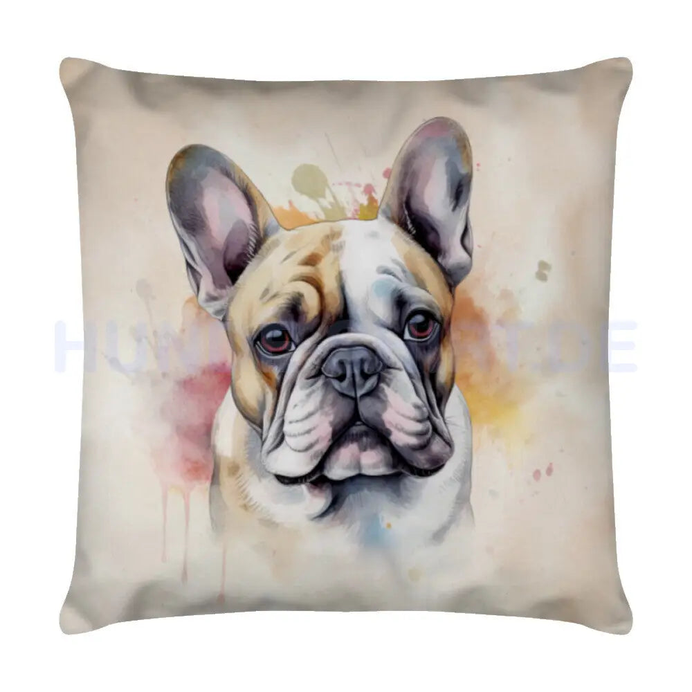 Kissen Frenchie - Aquarell" Weiß – hunde-shirt.de