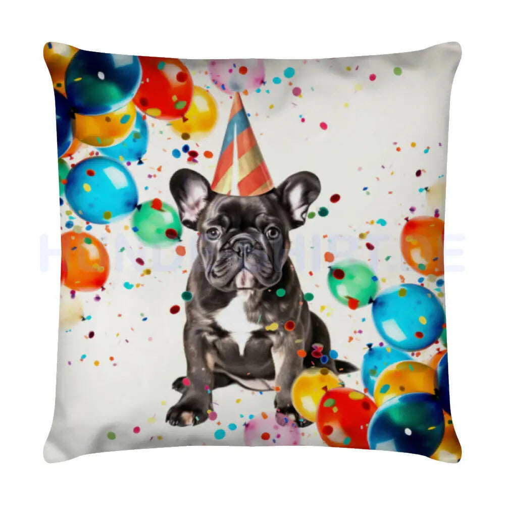 Kissen "Frenchie - Geburtstag" Weiß – hunde-shirt.de