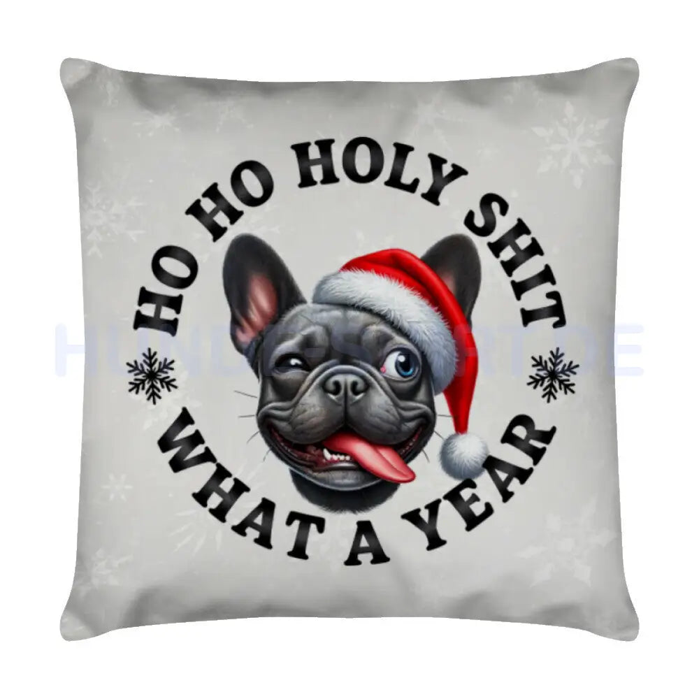 Kissen "Frenchie - HO HO...2" Weiß – hunde-shirt.de